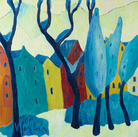 Mariahilf im Winter, 80 x 80 cm, Öl auf Leinwand, 2010