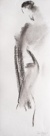 Aktstudie 1, 2009, 60 x 25 cm, Kohle auf Papier