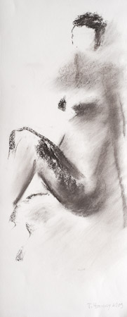 Aktstudie 3, 2009, 60 x 25 cm, Kohle auf Papier