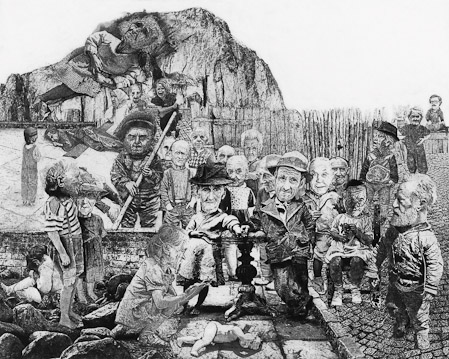 Frau Hitt und ihre Kinder, 1979, Radierung, 49,5 x 61,5 cm