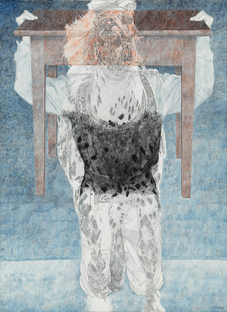 Pferd und Tischträger, 1998. 130 x 95, LW