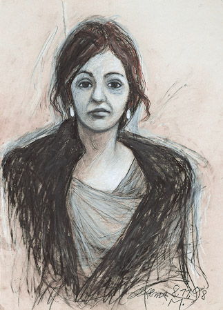 Tochter Alma, Kohlezeichnung, 1998